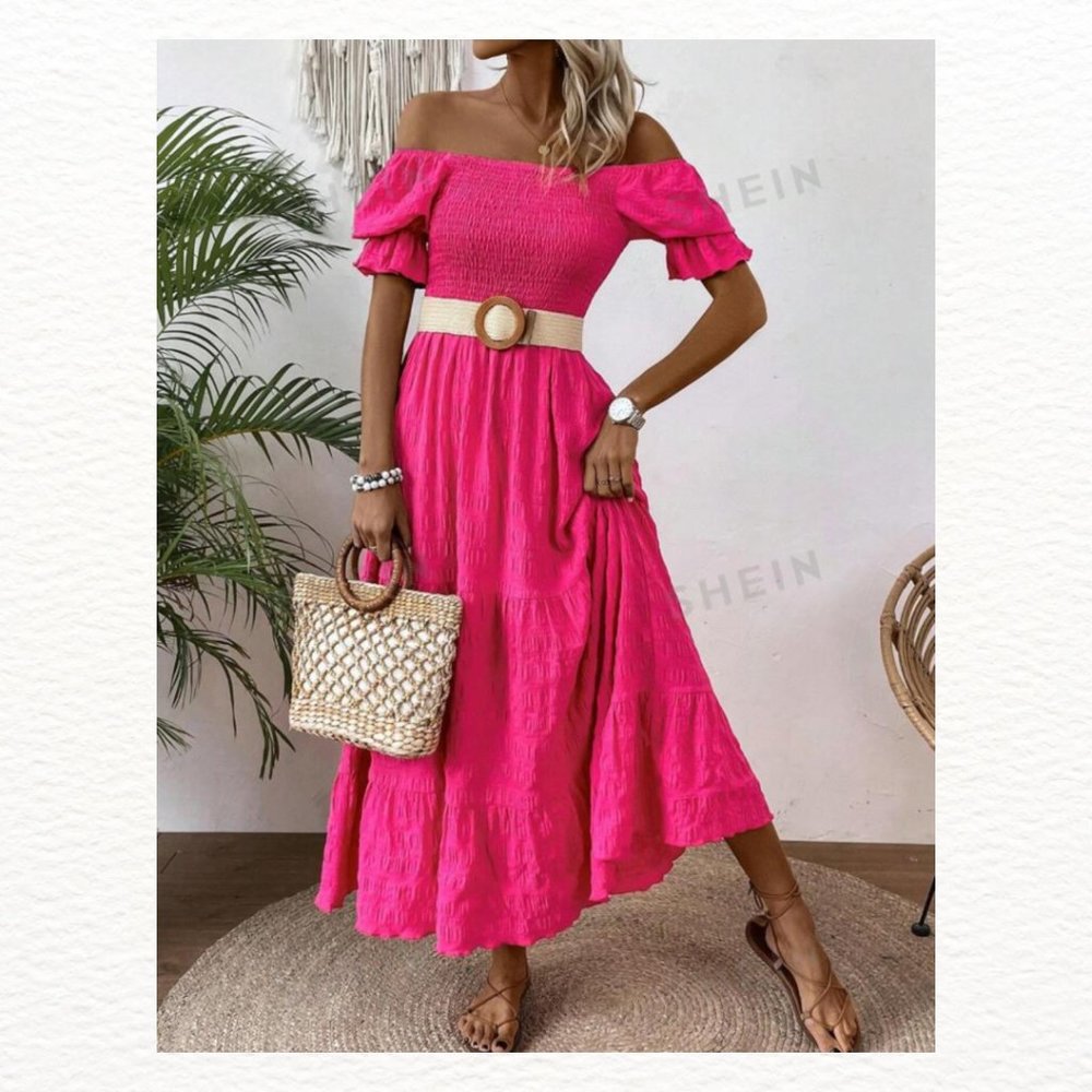 Timeless Puff-Sleeve Shirred Sundress MEDIUM NIB